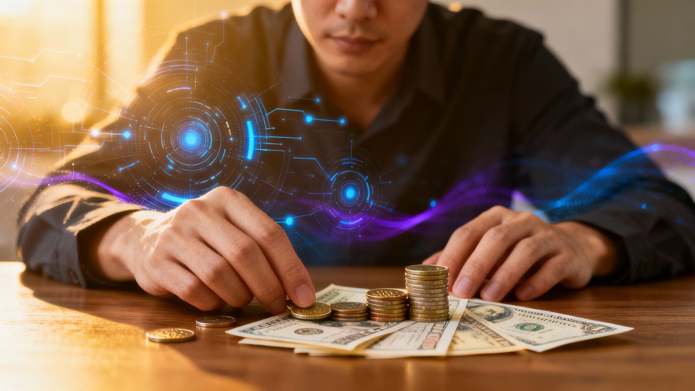 Bland AI pricing guide with coins and bills.