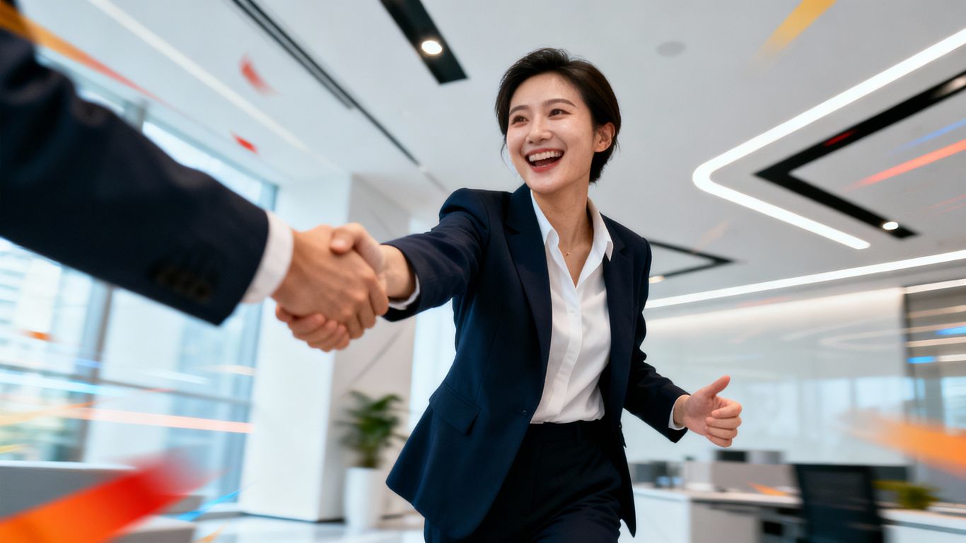 Salesperson achieving success with top sales tips.