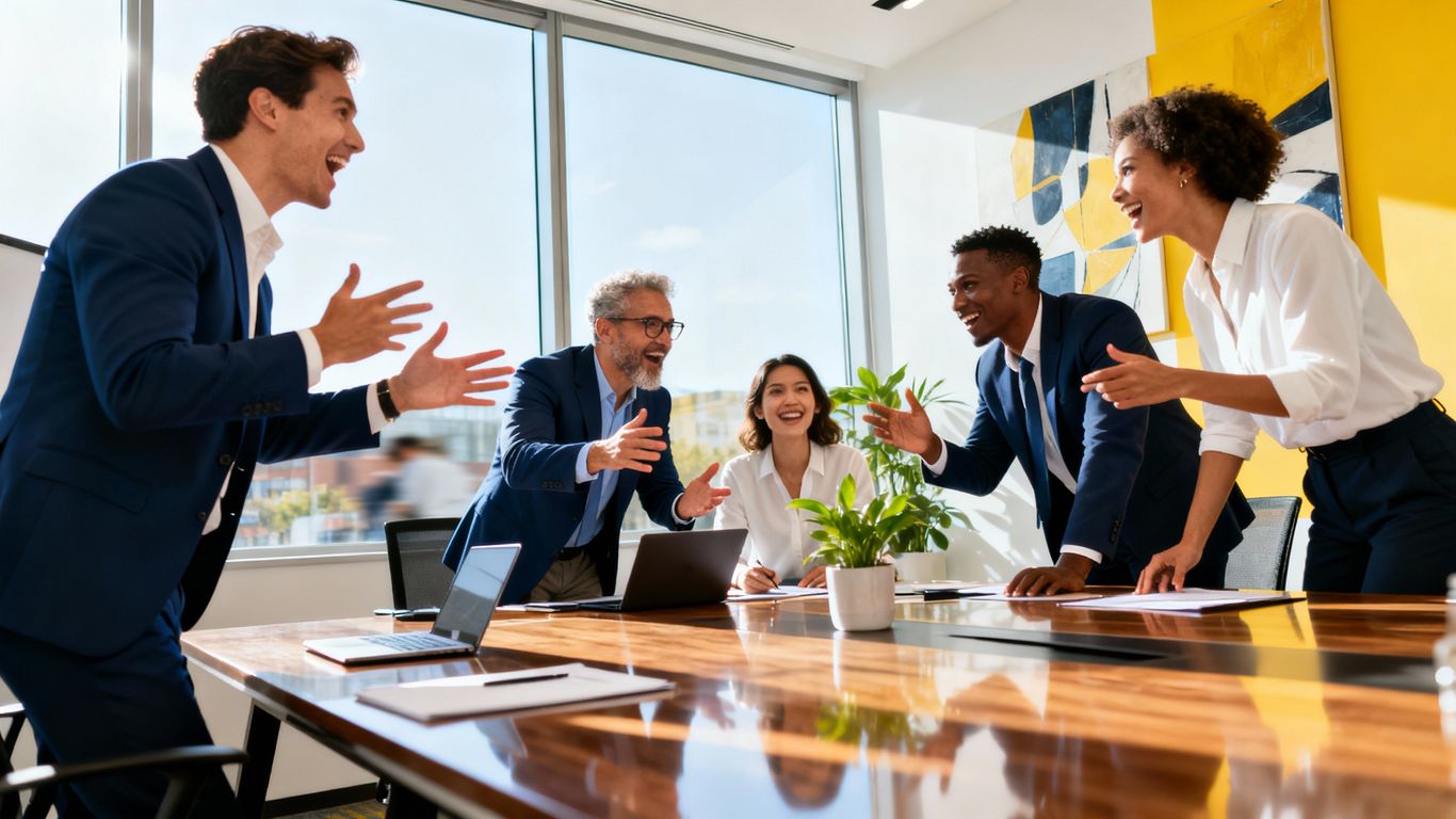 Sales professionals in a modern training session.