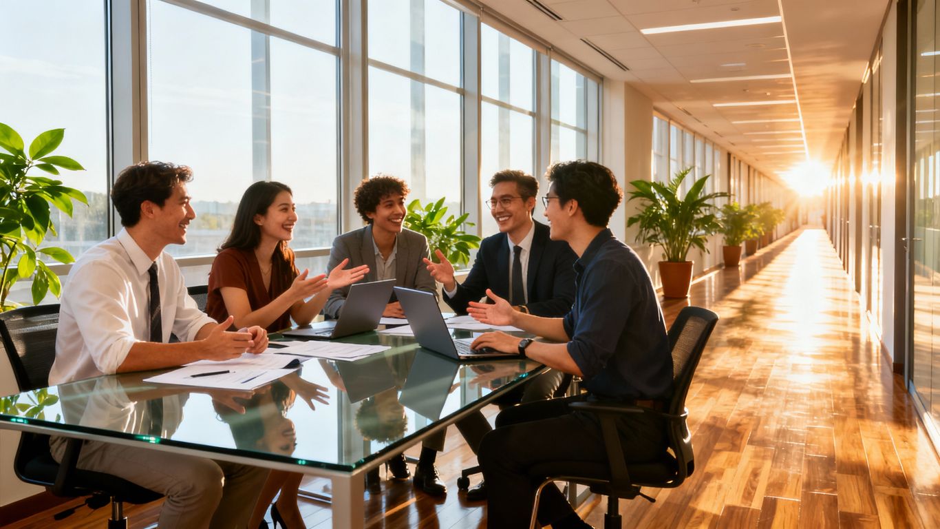 Business growth and collaboration in a modern office.