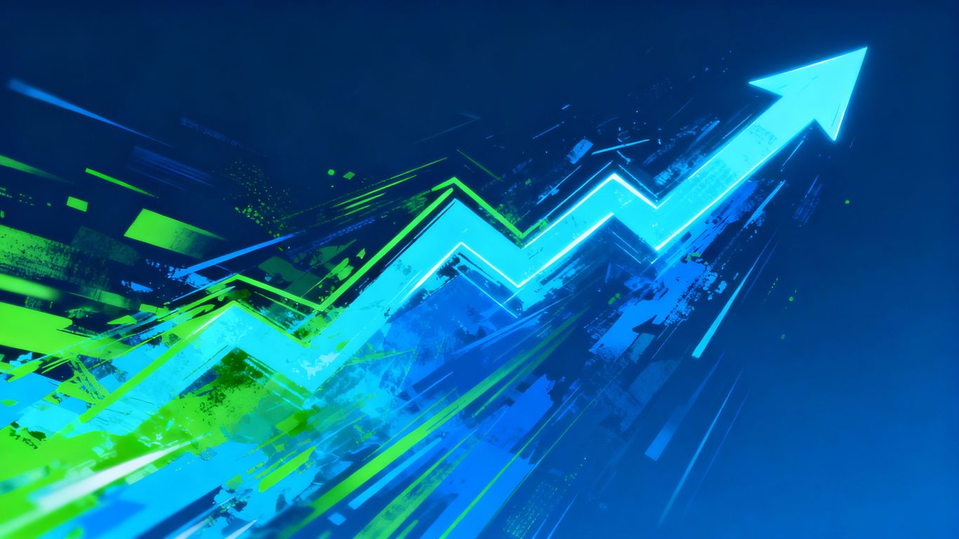 Upward trending abstract shapes indicating revenue growth.