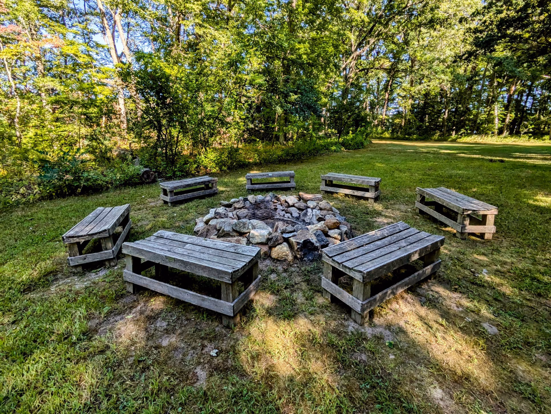 Benches provide spaces for sitting