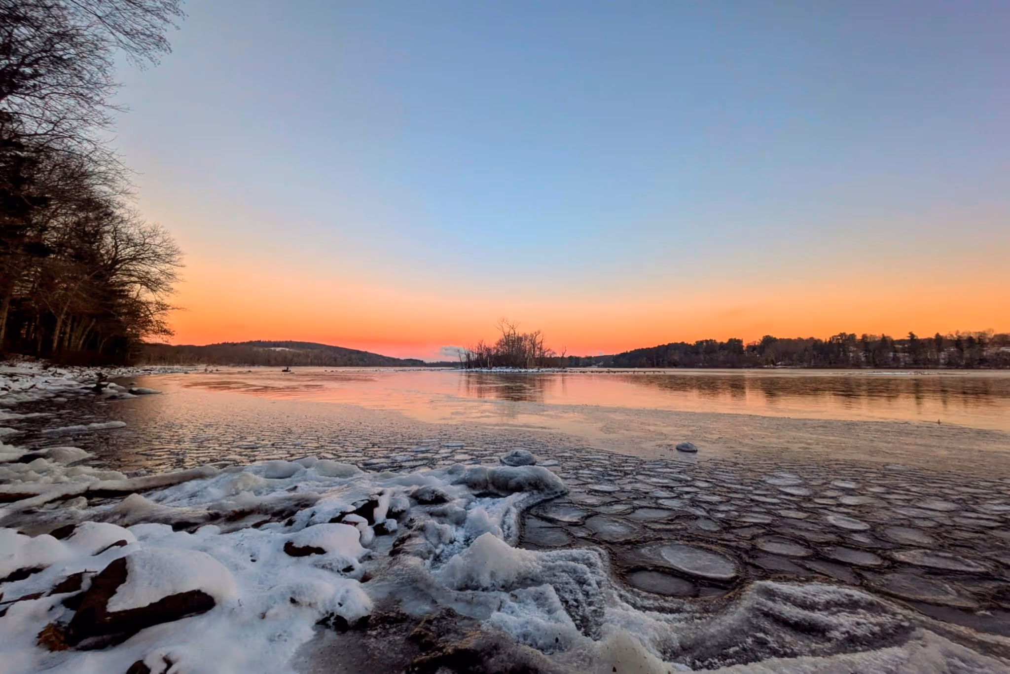 Rolling Ridge - Frozen ice on Lake Cochichewick