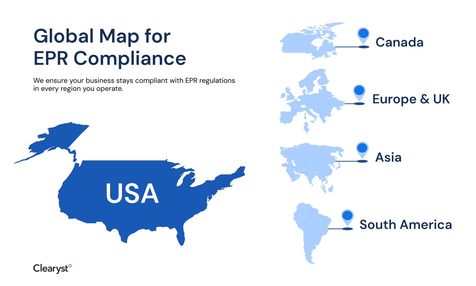 World map showing EPR compliance regulations across different countries and regions