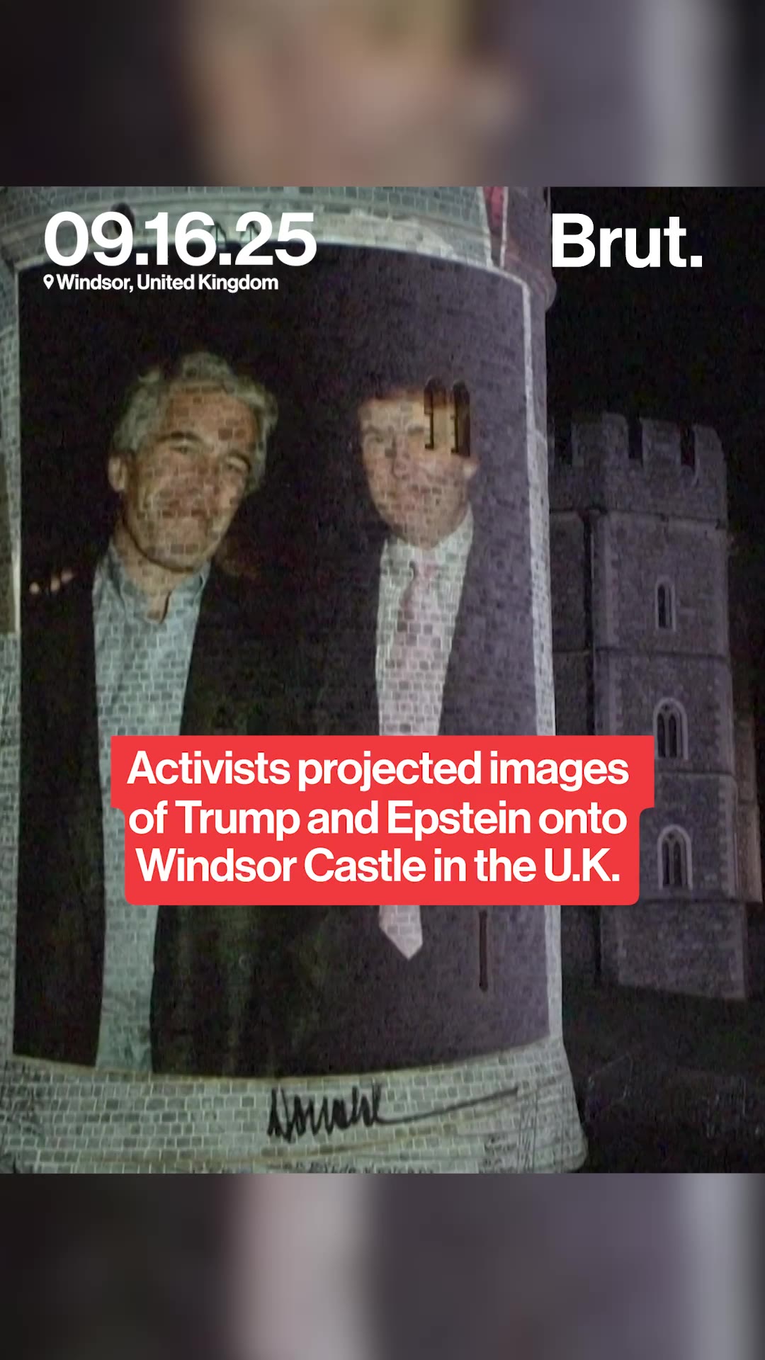 Activists projected images of Trump and Epstein onto Windsor Castle. 