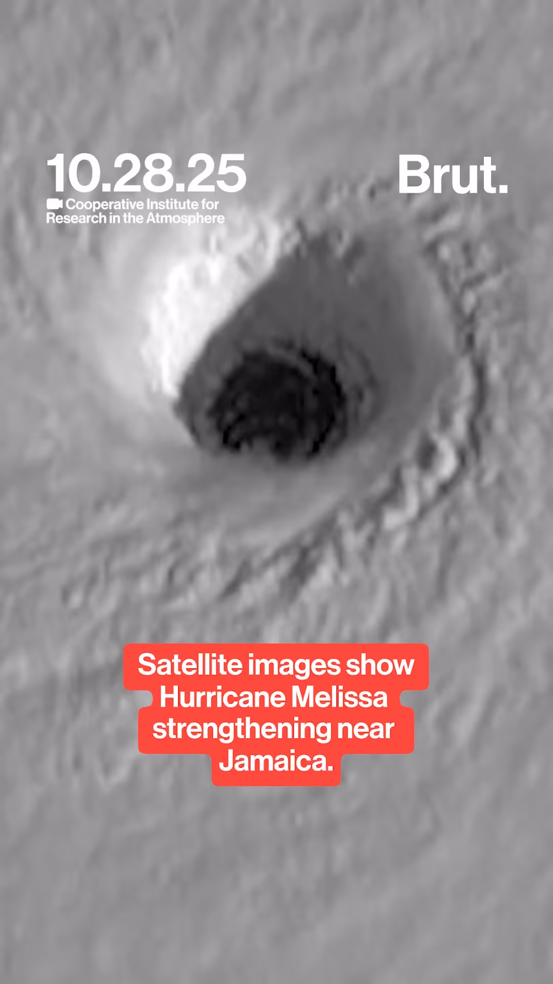 A satellite image shows Hurricane Melissa strengthening near Jamaica.