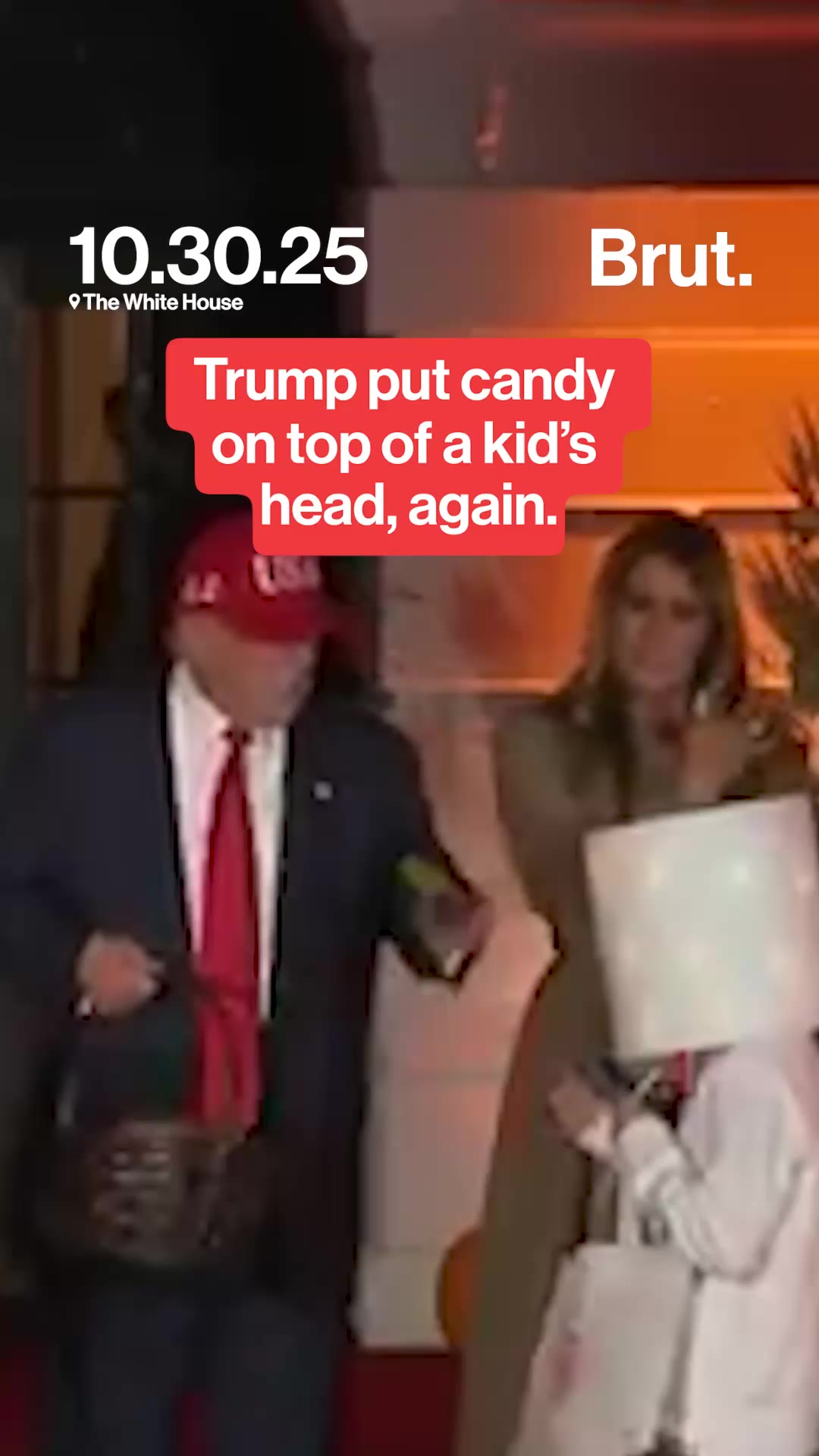 Trump placed candy on a kid's head again during a Halloween celebration at the White House.