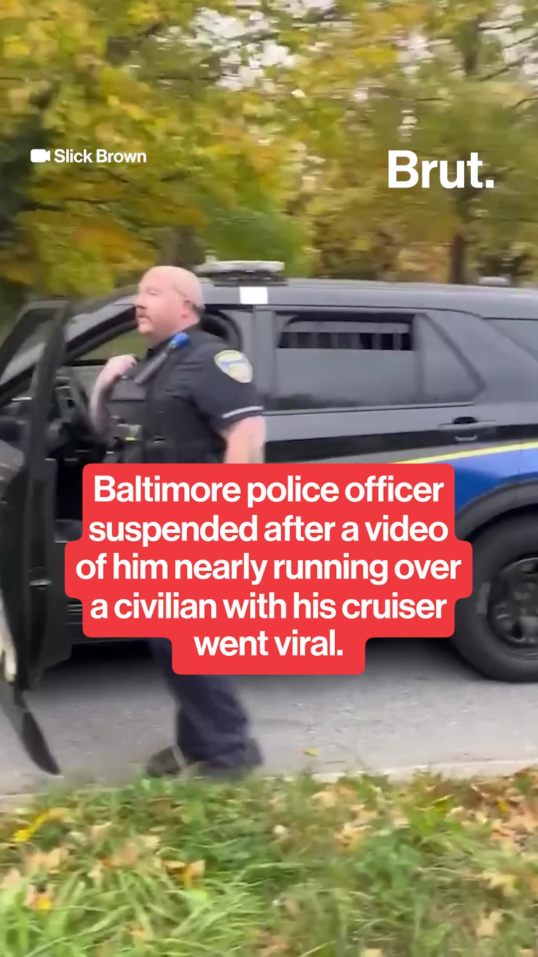 Officer suspended after footage of him chasing a civilian with his cruiser went viral.