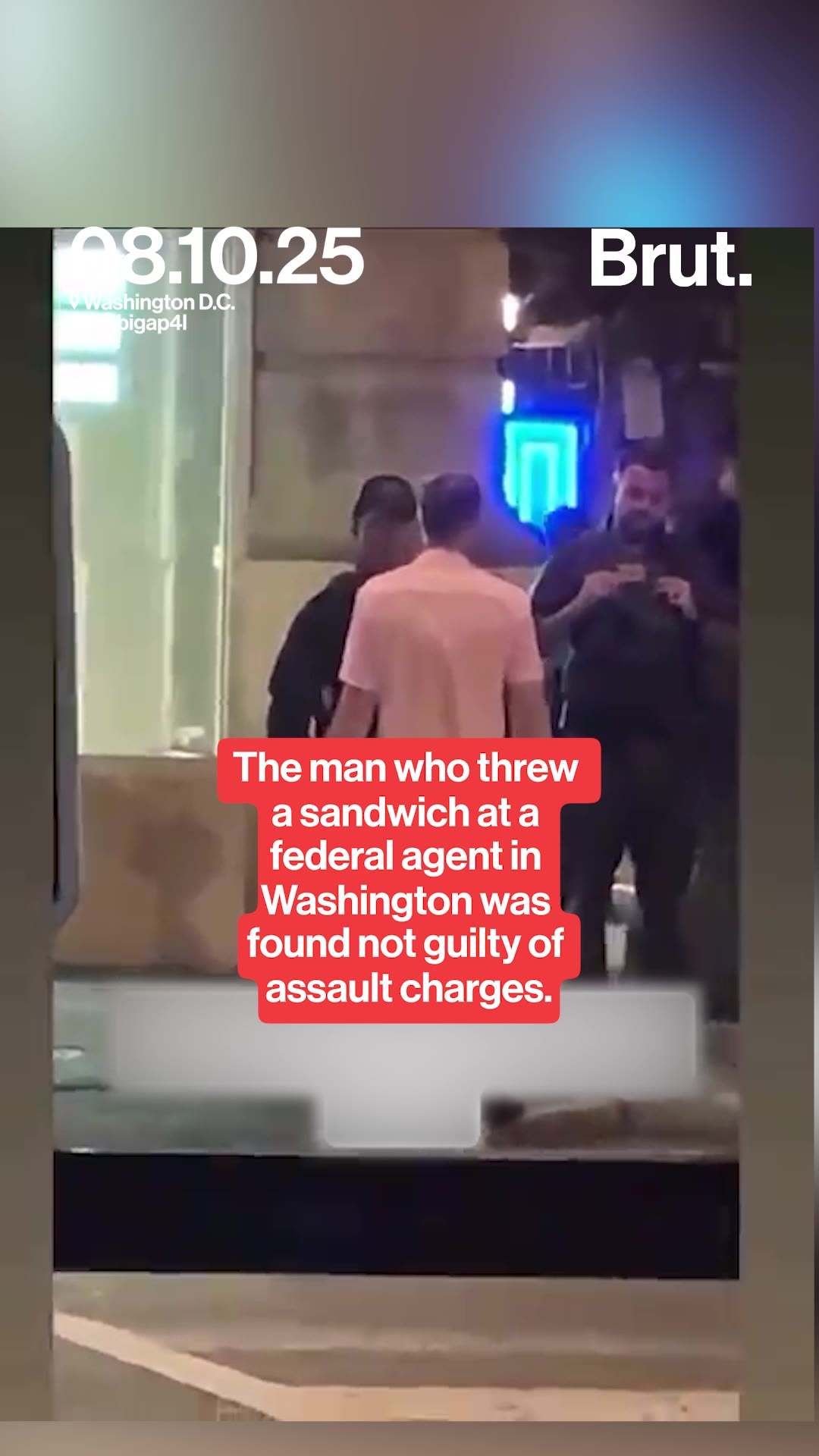The man who threw a sandwich at a federal agent in Washington was found not guilty of assault charges.
