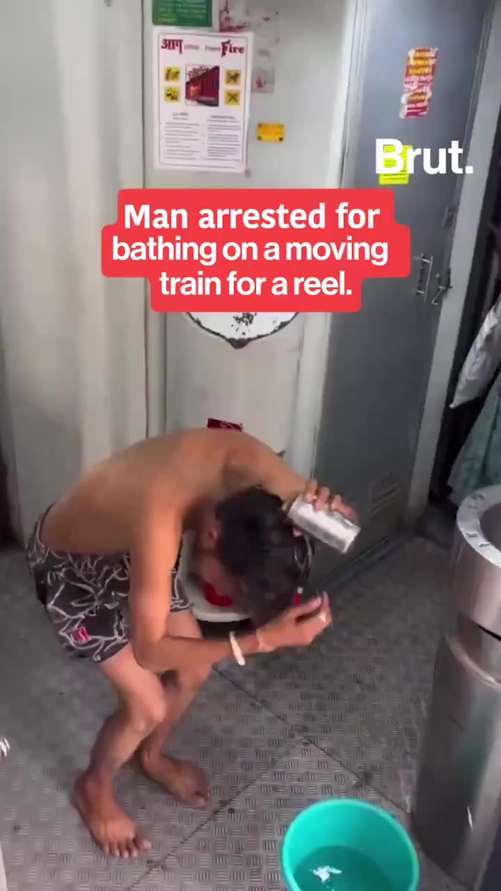 Man caught bathing in the train