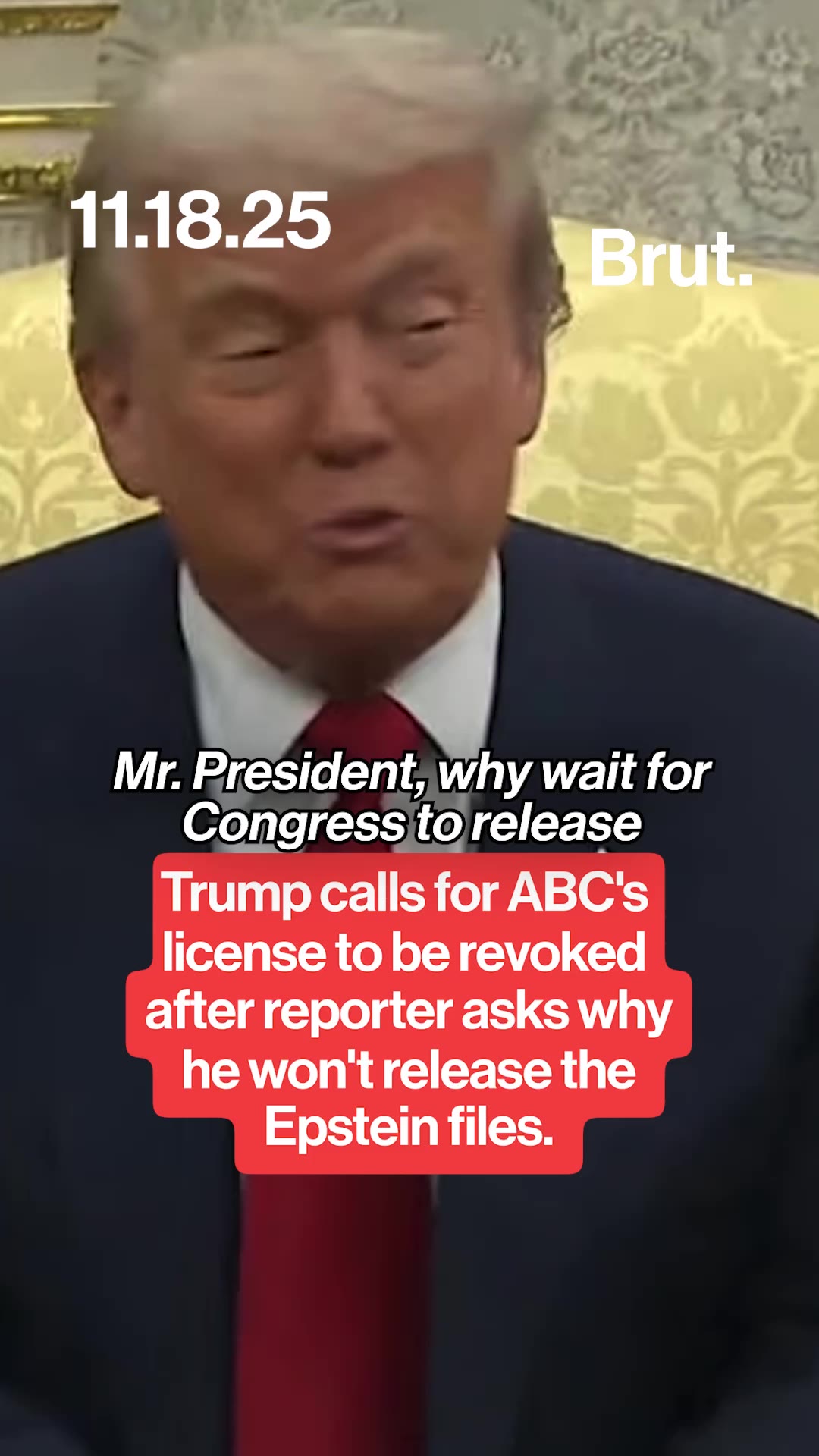 Trump calls for ABC's license to be revoked in response to a question about the Epstein files.