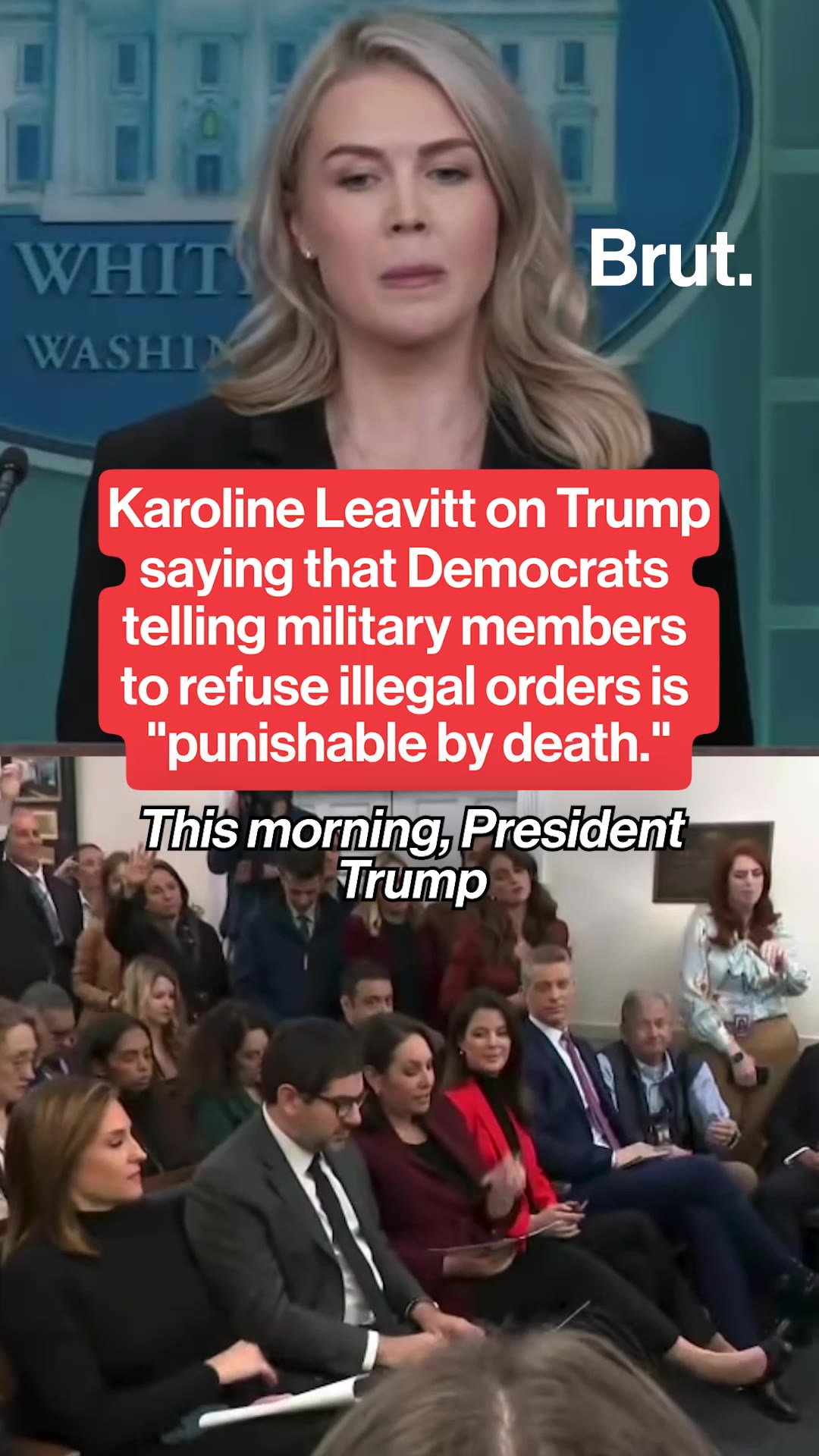 Karoline Leavitt responds to Trump saying that Democrats encouraging military members to refuse illegal orders is "punishable by death."
