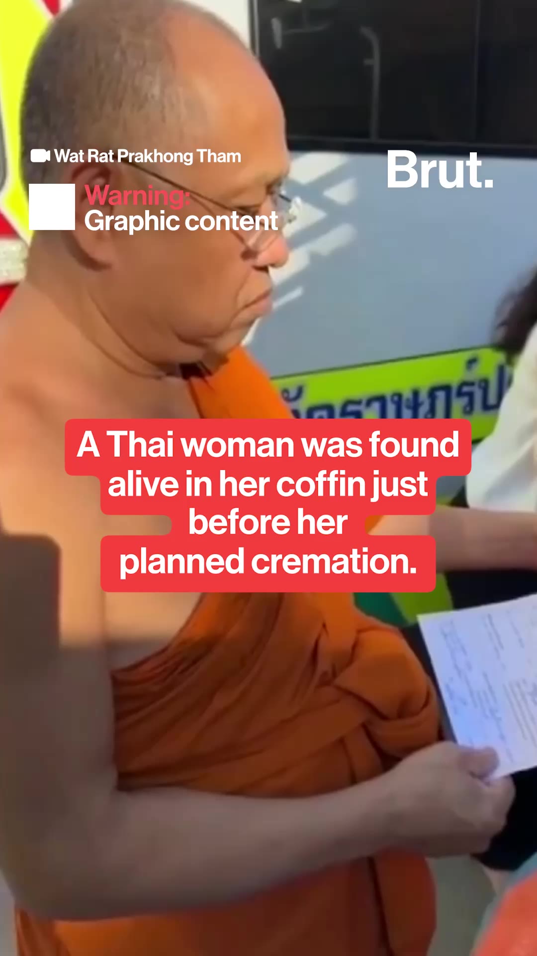 Thai woman found alive in coffin before cremation.