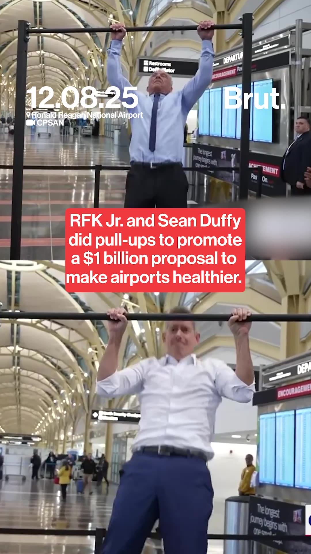 RFK Jr and Sean Duffy do pull-ups at the airport.