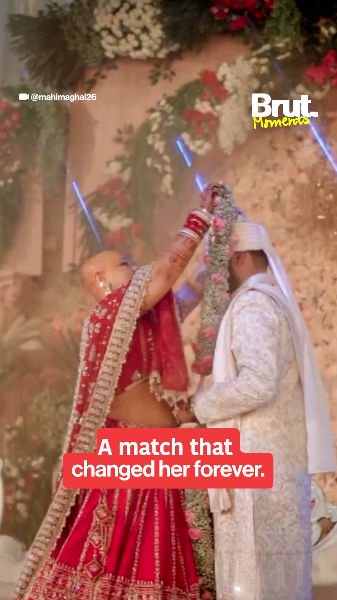  Bald bride walks the aisle elegantly embracing her identity.