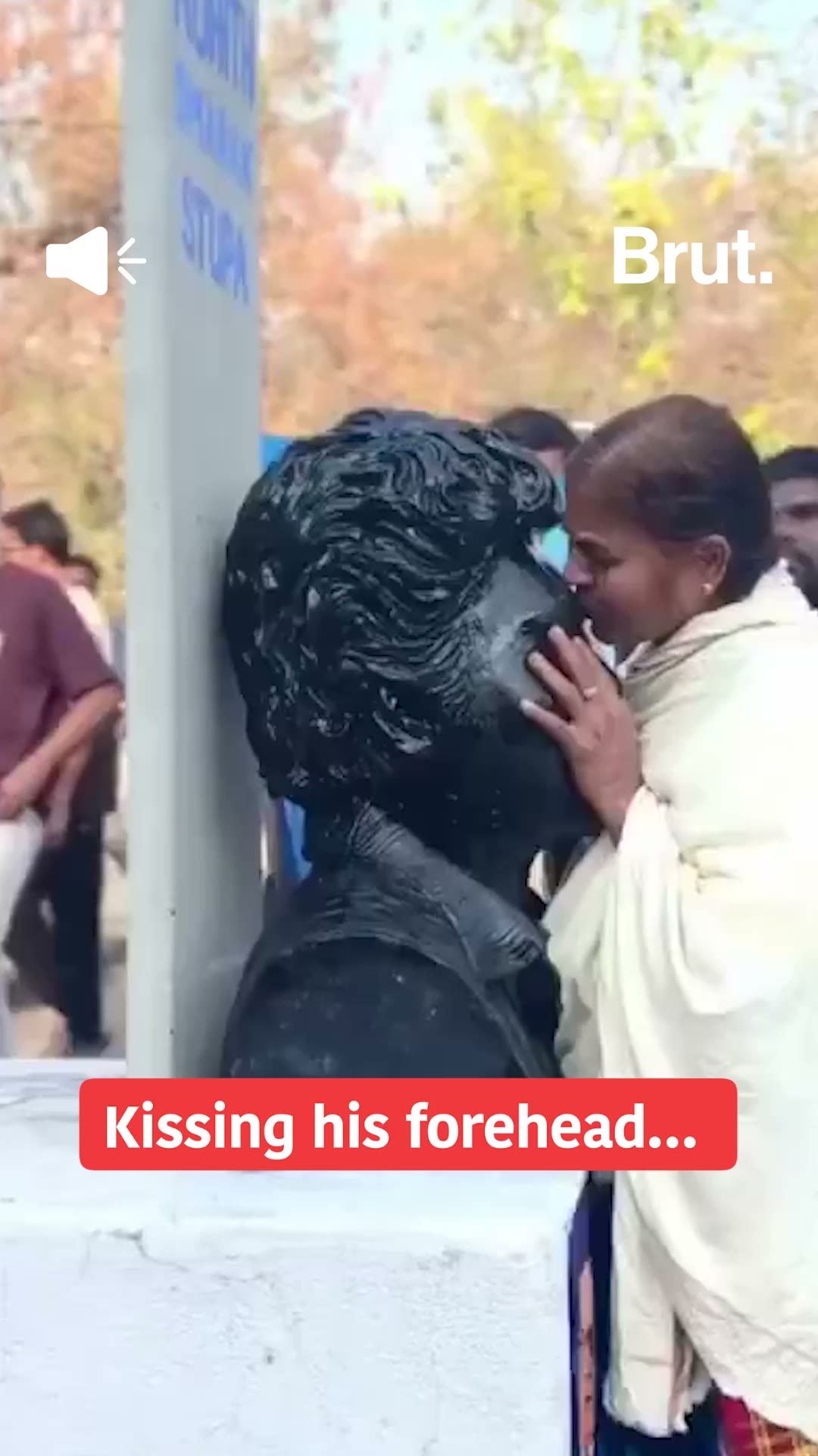 Rohith Vemula’s mother caresses his statue
