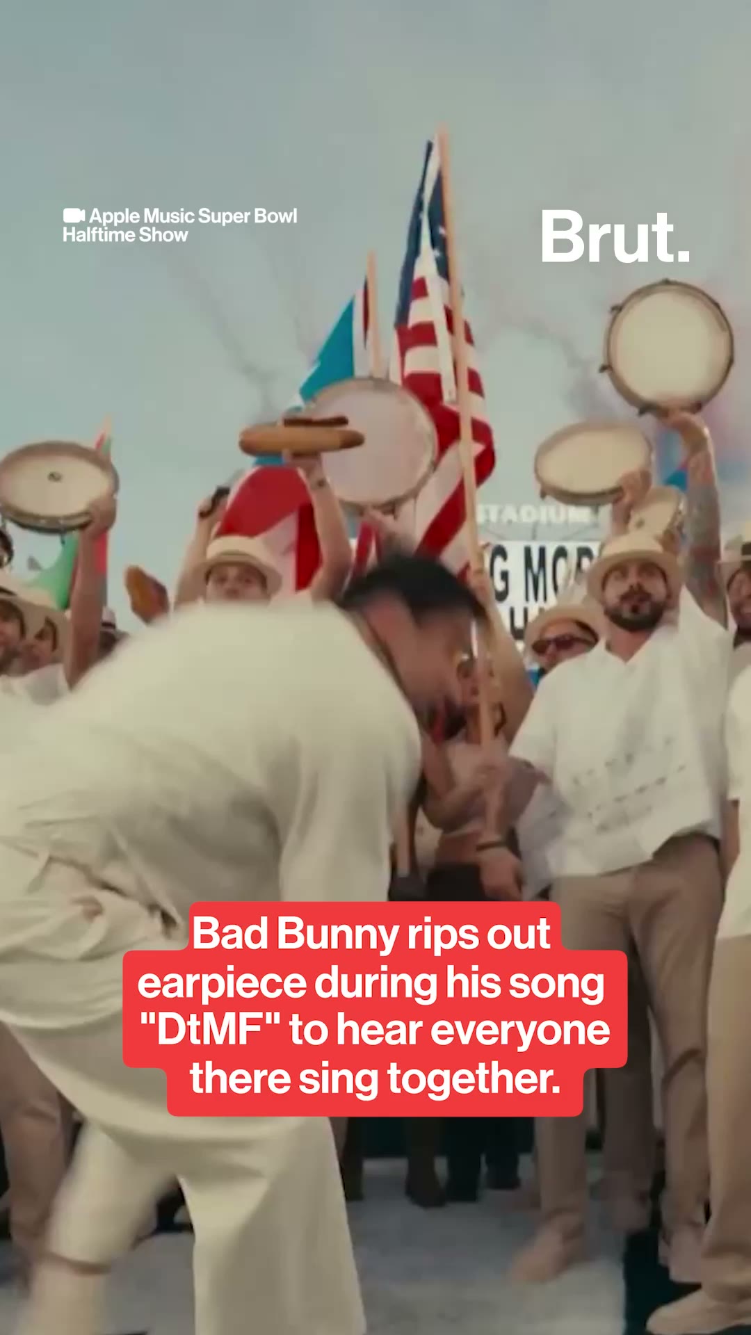 Bad Bunny rips out earpiece during “DtMF" finale.