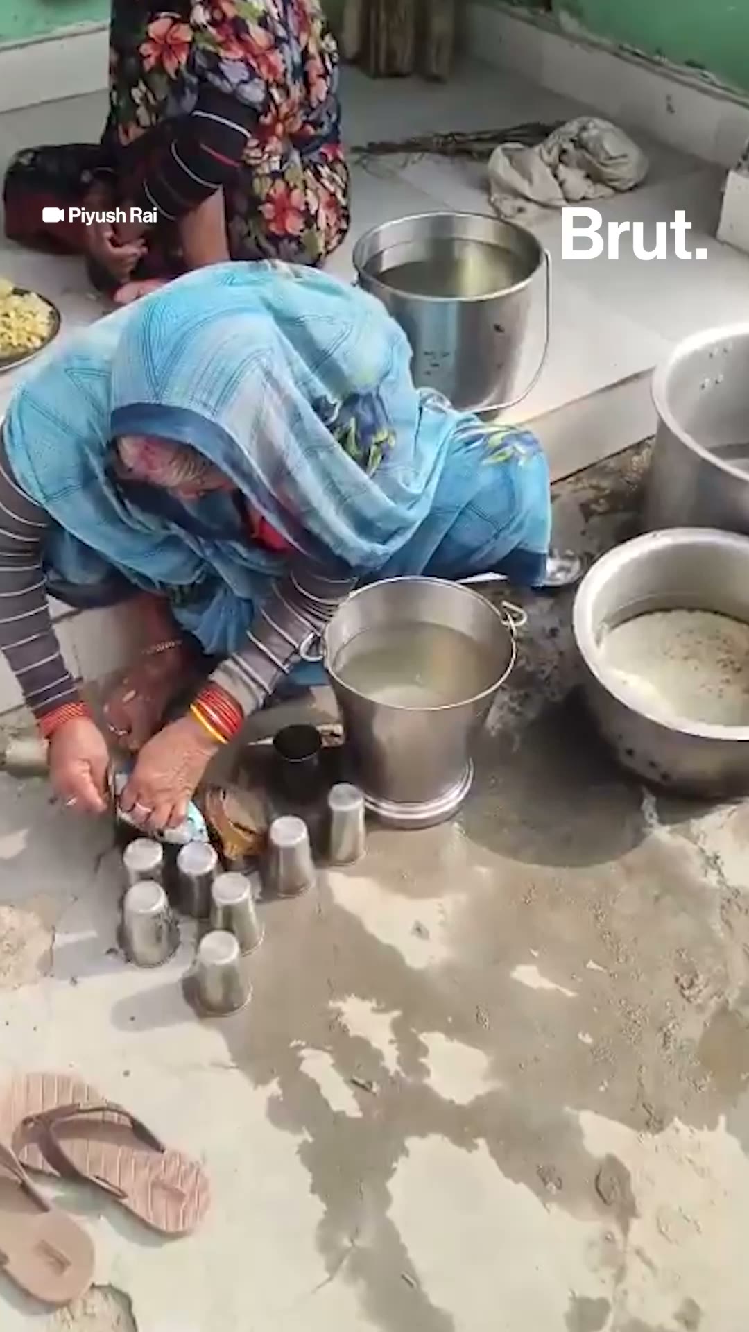 Milk mixed in water as part of mid-day meal