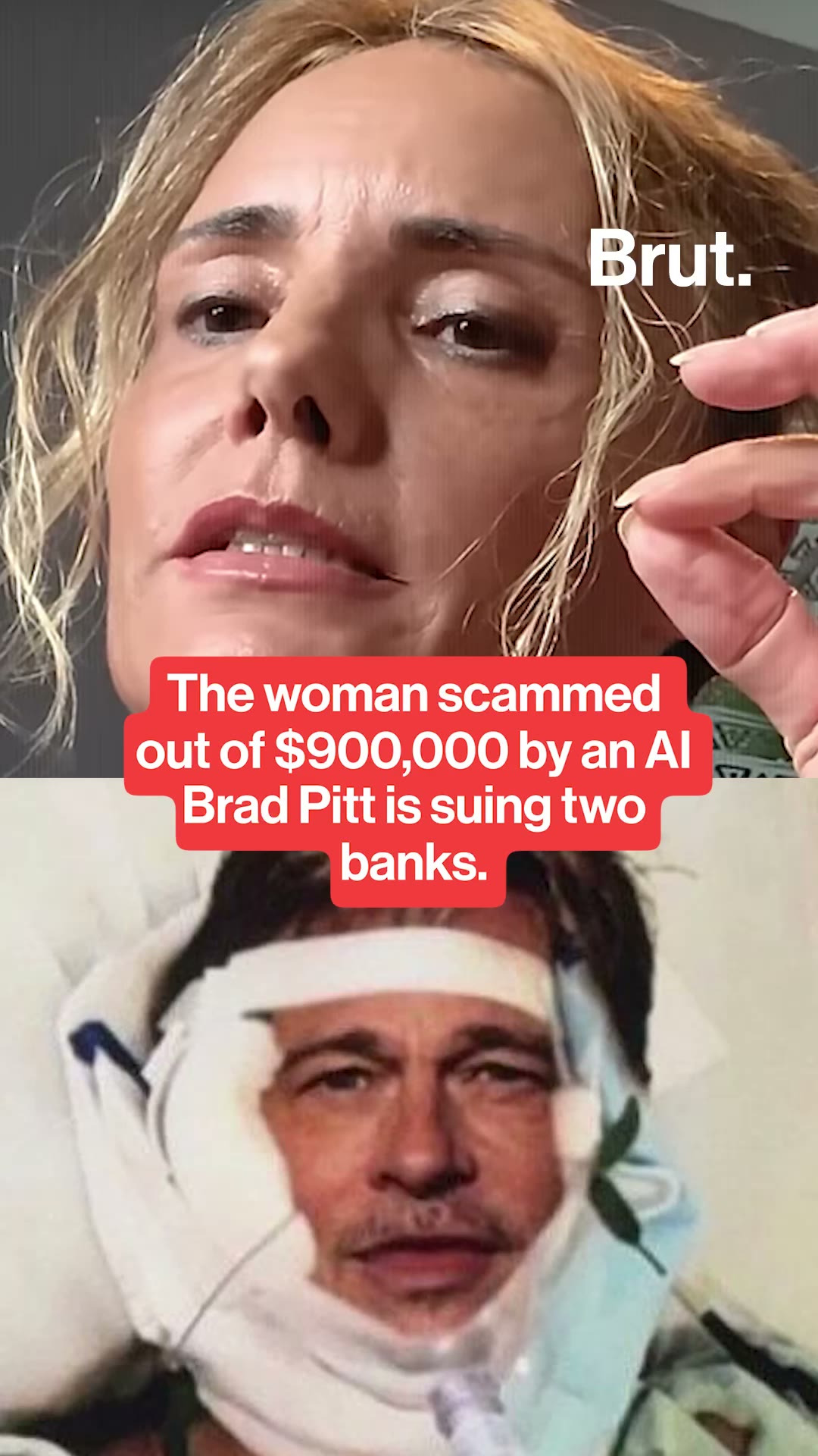 Woman scammed out of $900k by AI Brad Pitt is suing her banks.