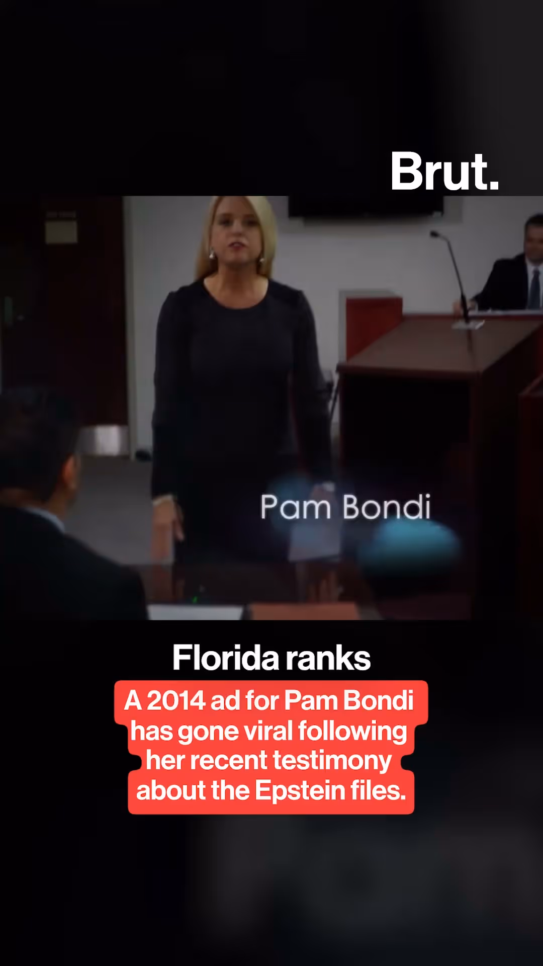 Pam Bondi ad from 2014 goes viral after recent testimony.