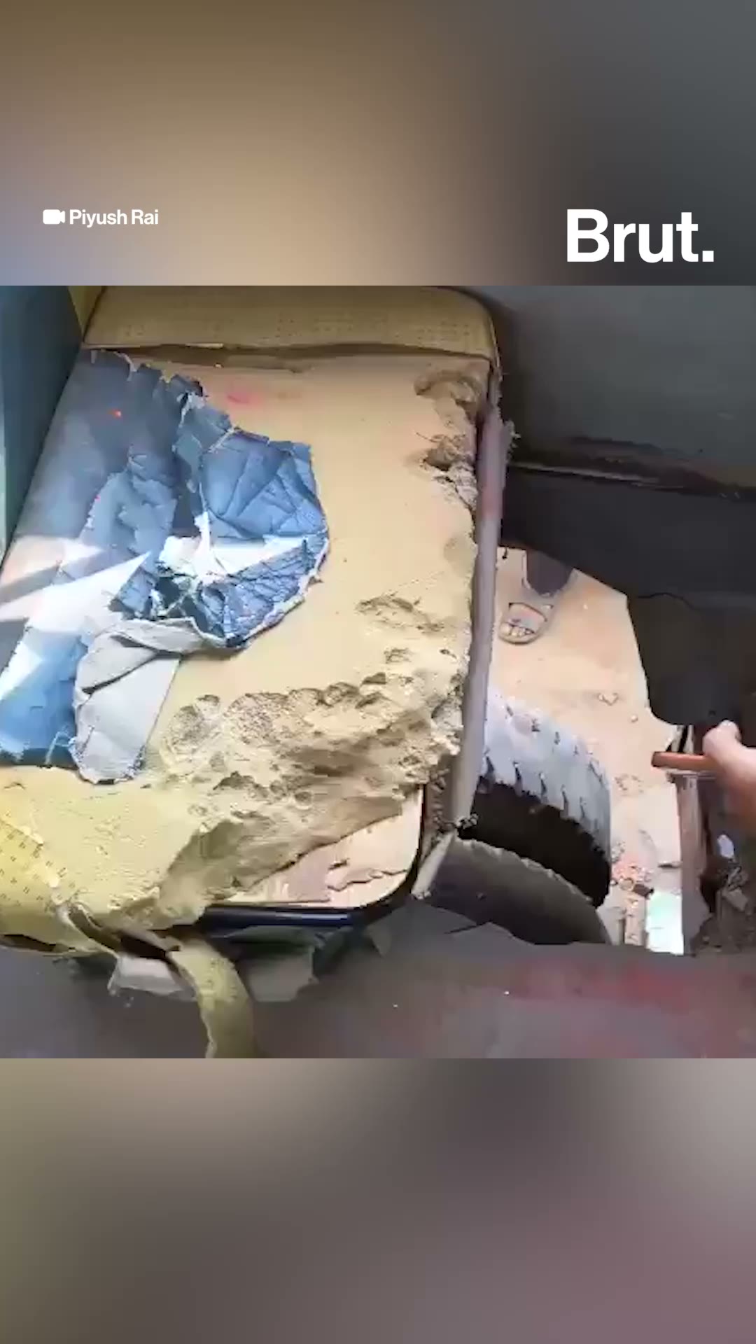 Girl falls under bus after floor gives way