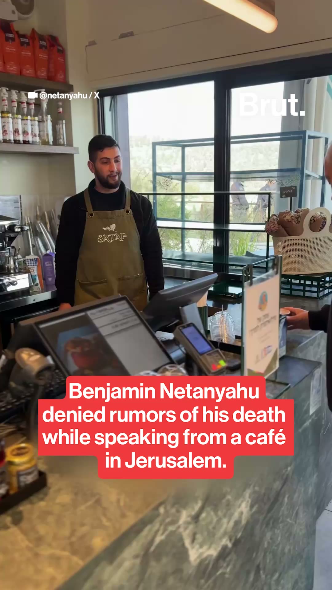 Netanyahu seen in cafe after rumored death.