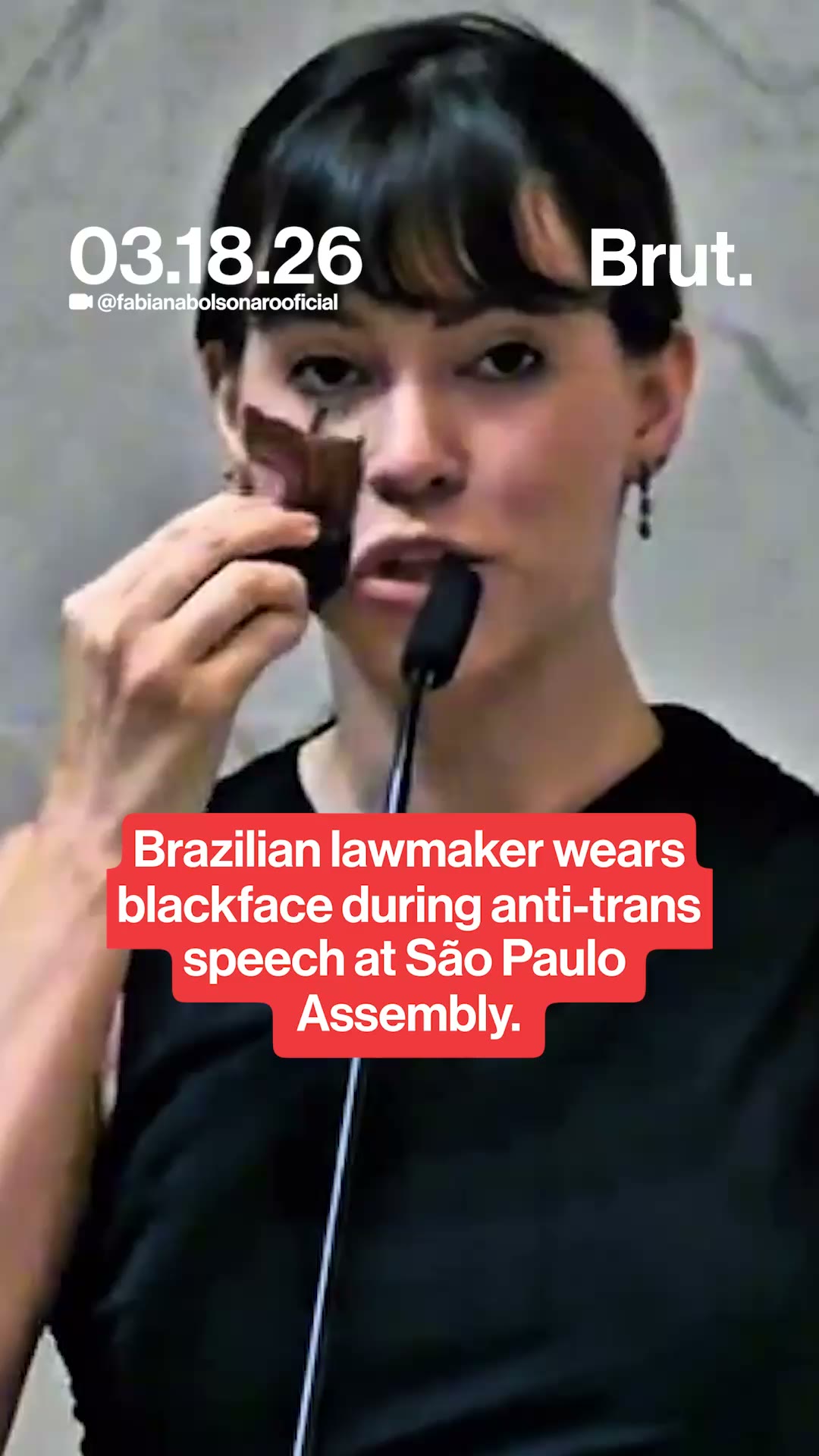 Brazilian politician uses blackface in trans protest.
