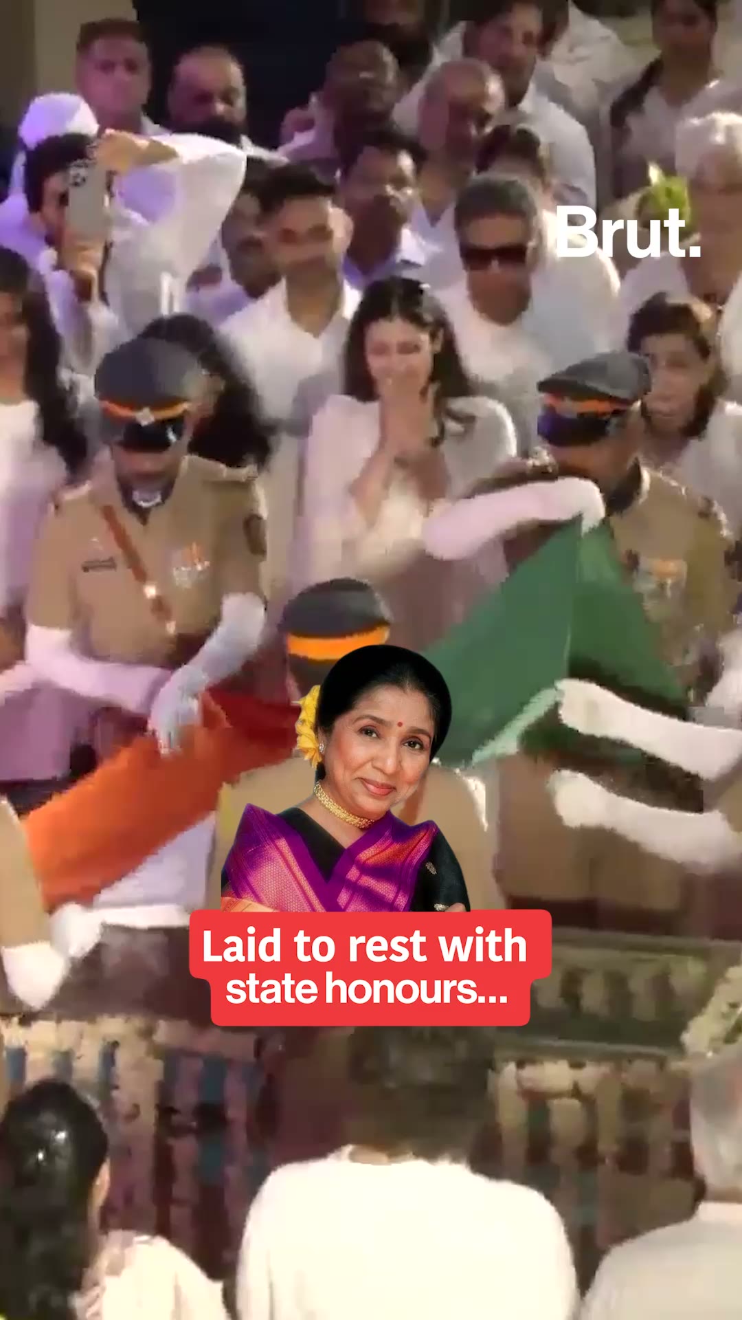 Laid to rest with state honours,,nation bids farewell to Singer Asha Bhosle.