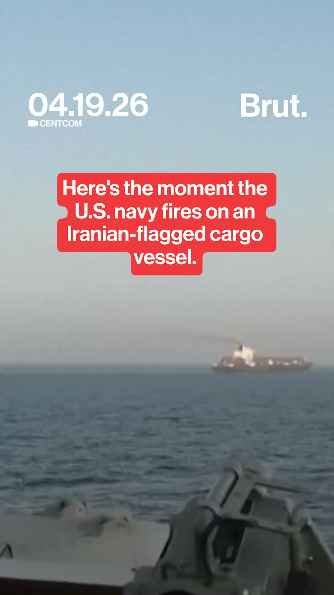 Here's the moment the U.S. navy fires on an Iranian-flagged cargo vessel.