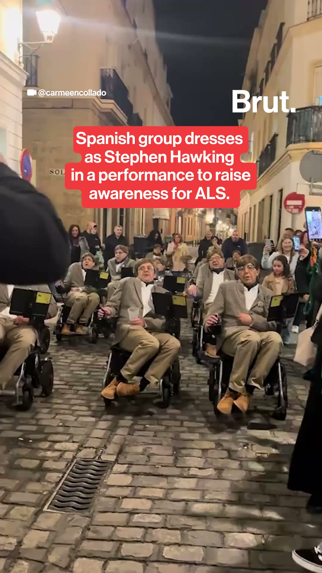 Spanish carnival group dresses as Stephen Hawking in ALS awareness performance