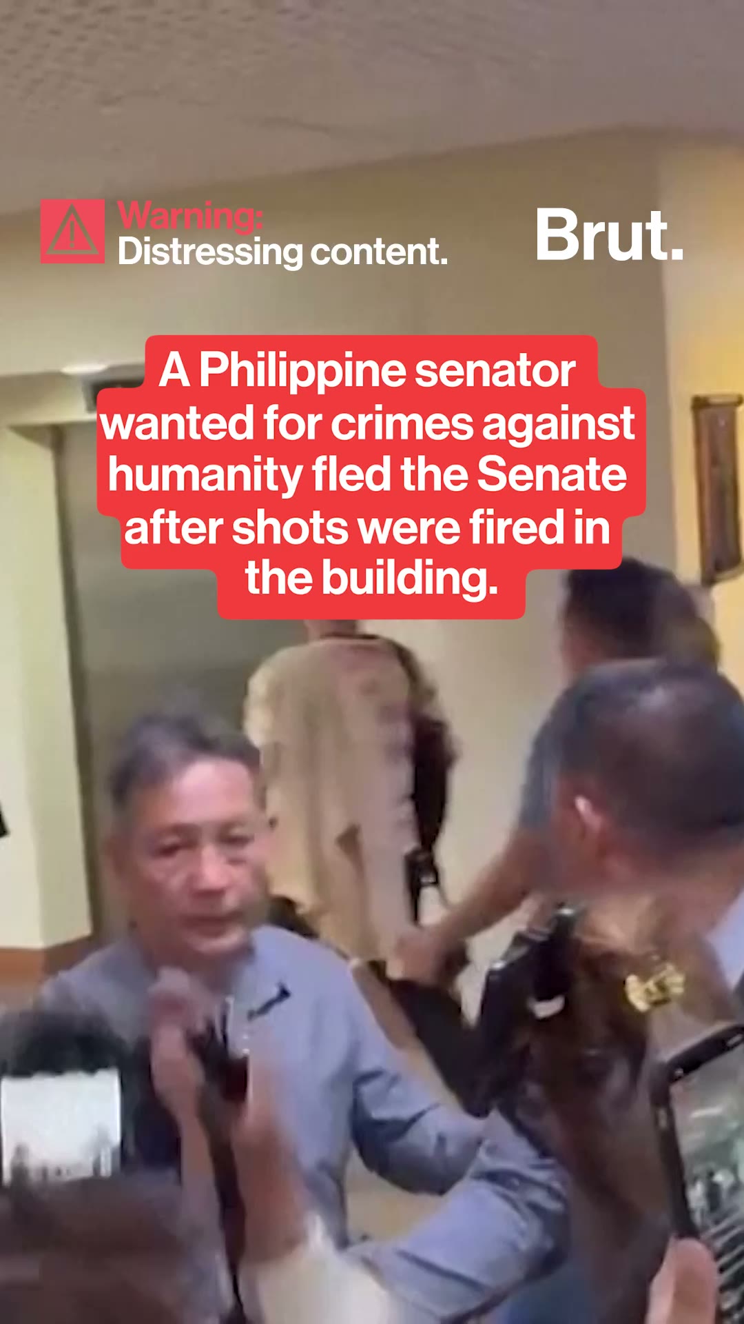 Philippine senator flees Senate after shots were fired in the building.