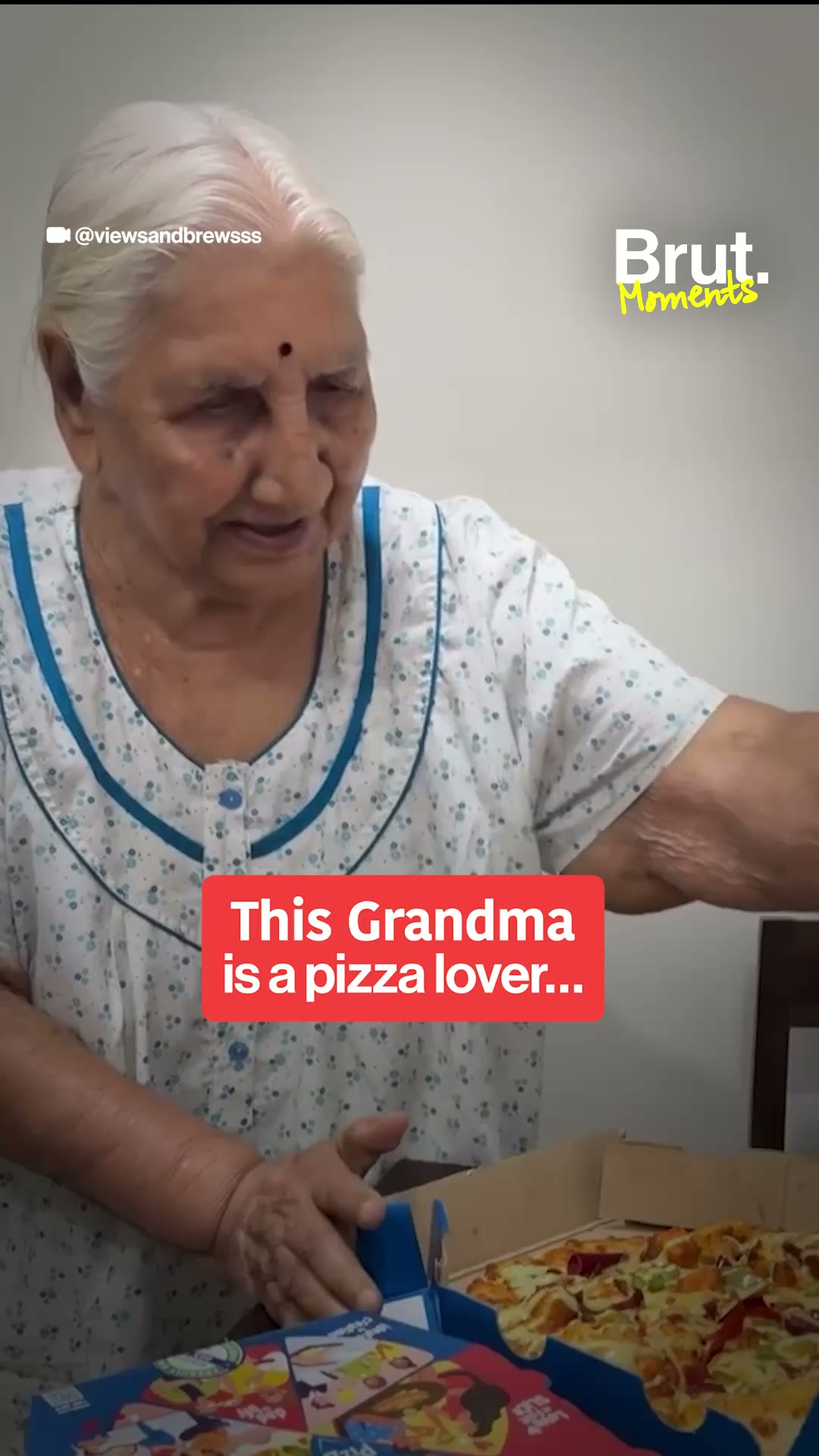 This grandma loves pizza