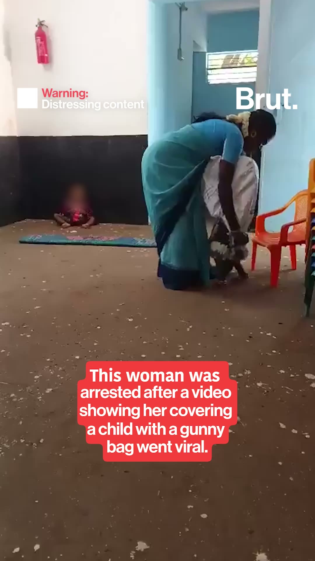 Anganwadi worker arrested after a video showed her placing a gunny bag over a child