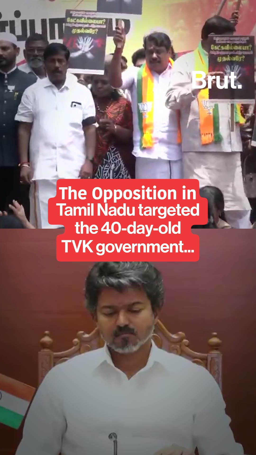Opposition protests against CM Vijay over “deteriorating law and order”