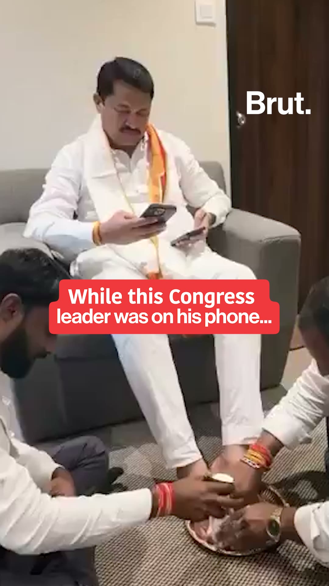 Congress leader gets his feet washed