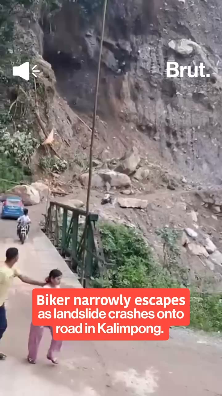 Bike rider has close shave after landslide at Kalimpong