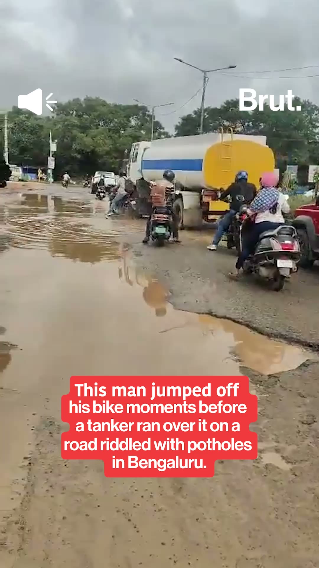 Bengaluru Pothole Accident: Tanker Runs Over Bike After Rider Loses Control