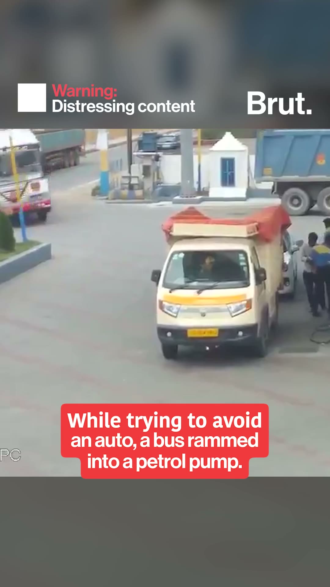 Bus Crashes Into Bharat Petroleum Pump In Telangana’s Batasingaram While Avoiding Auto