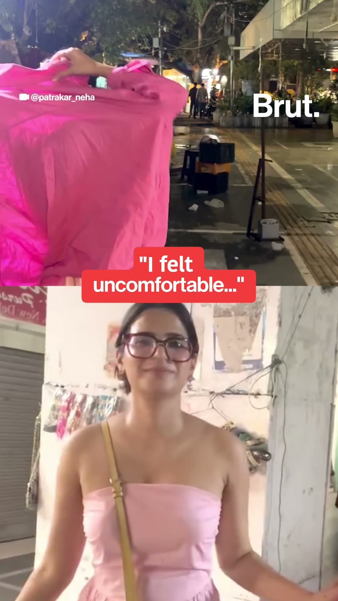 A woman covered herself with a shirt mid-street because she got uncomfortable with the stares