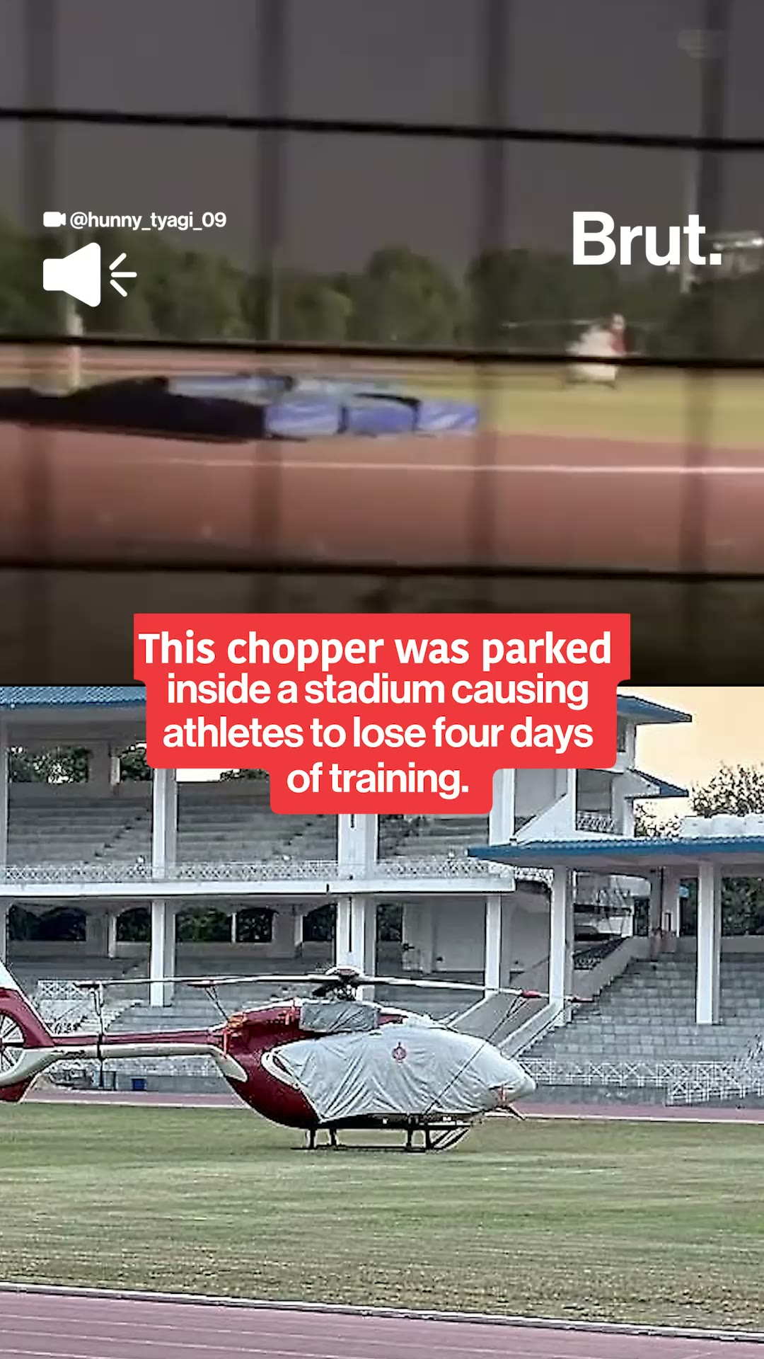 Helicopter parked inside stadium takes away athletes’ training days