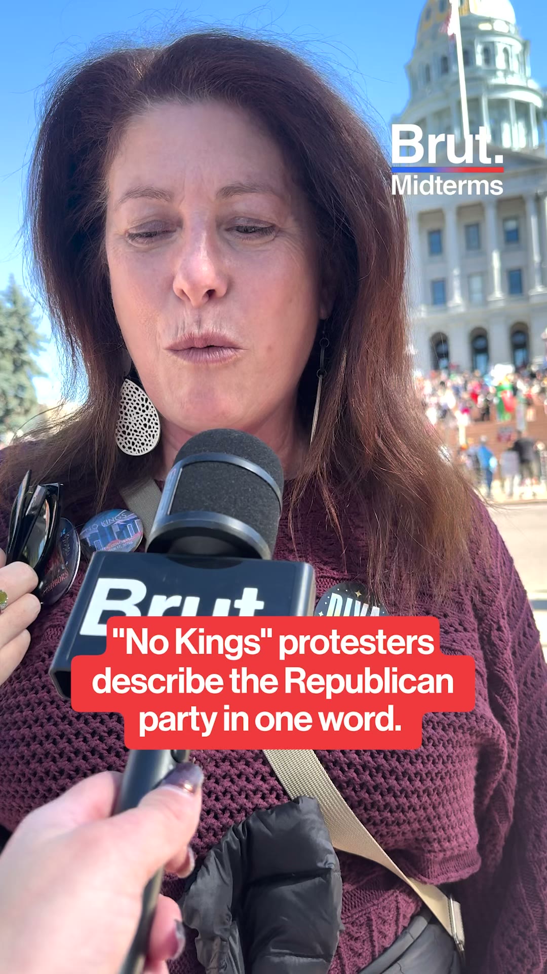 "No Kings" protesters describe the Republican party in one word.