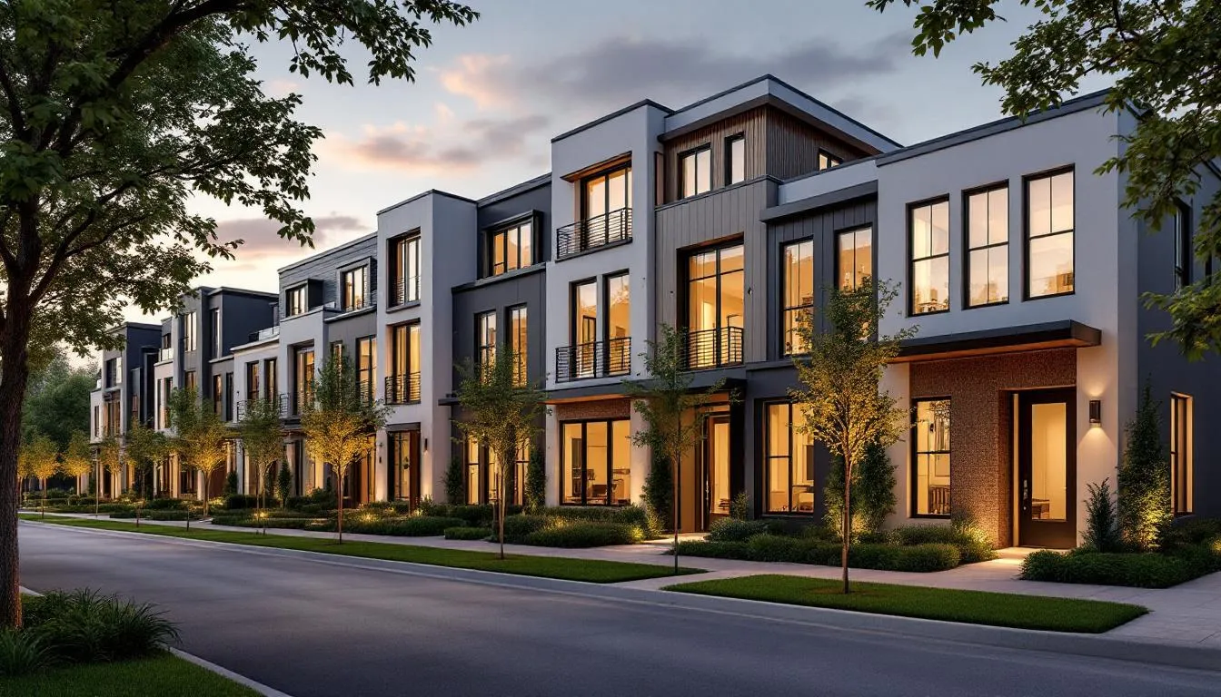 A scenic neighborhood in Fort Worth featuring luxury townhomes.