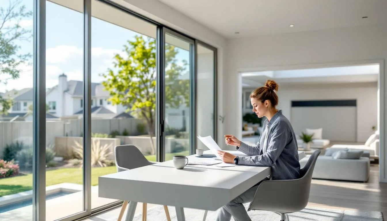 A person reviewing documents while considering buying a house in Dallas TX.