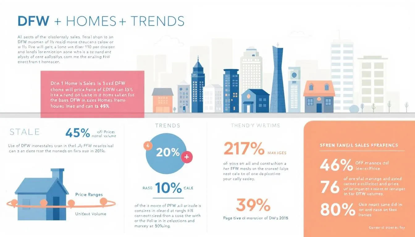 An overview of DFW home sales with houses in the background.