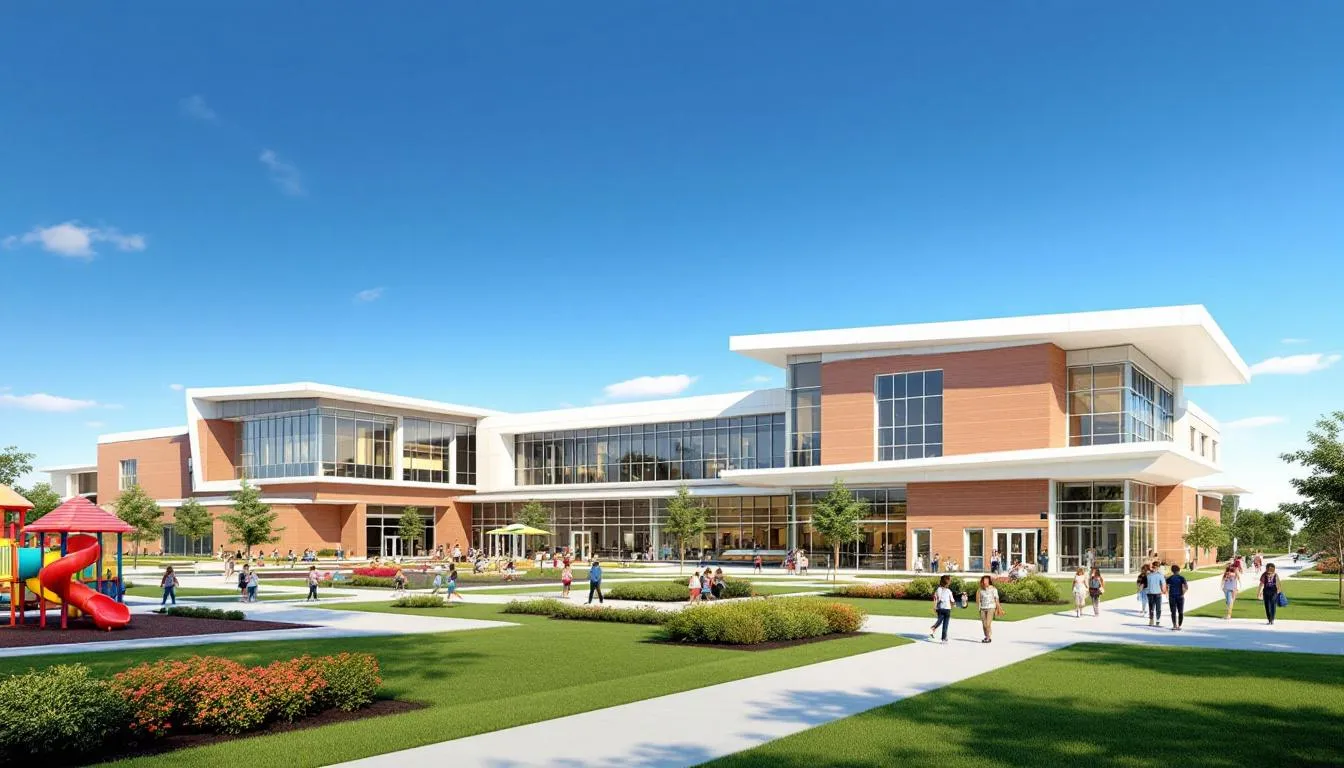 A vibrant school building representing top-rated schools in the area.