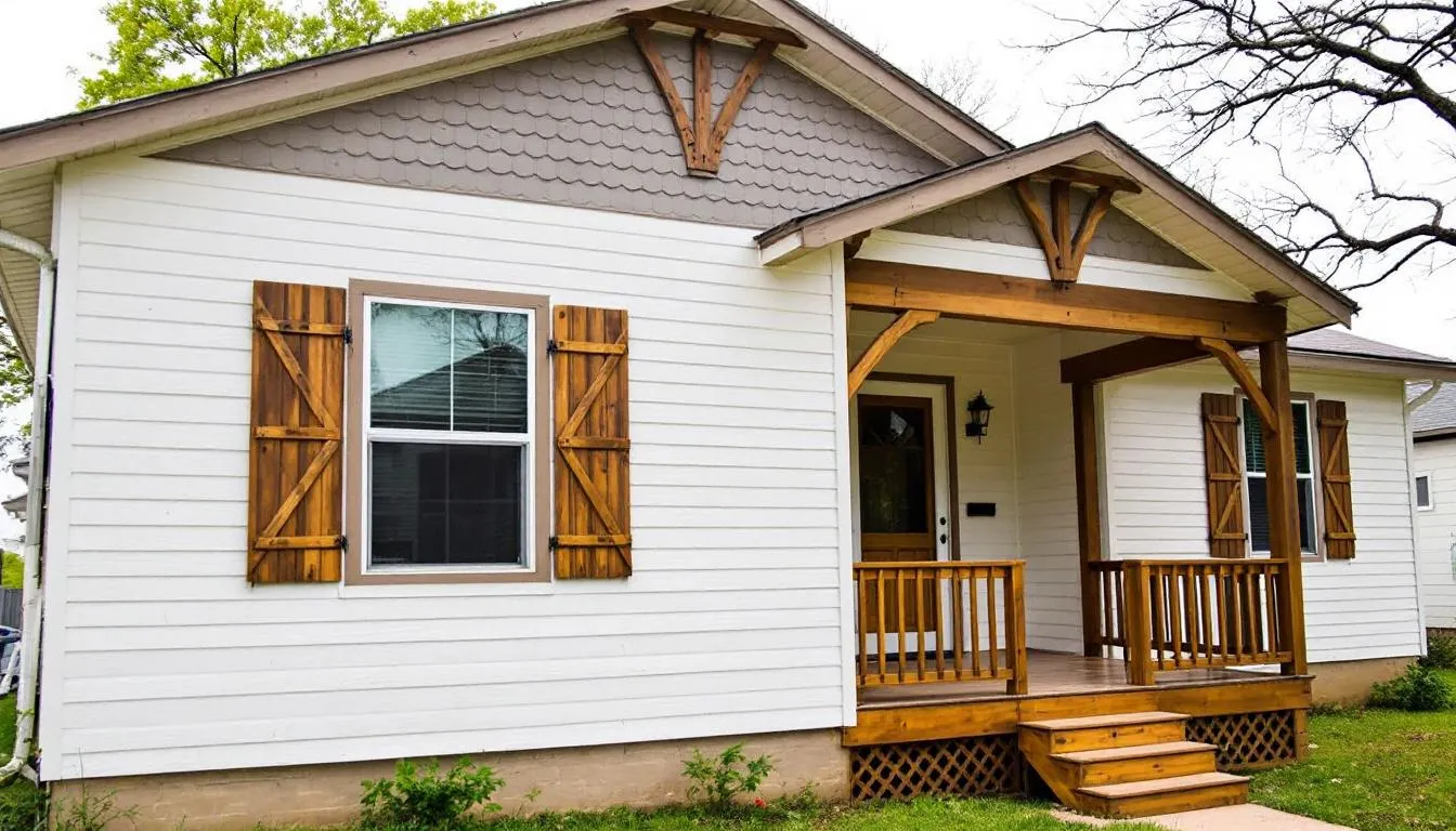 A charming single-family home in Benbrook, Texas, features decorative shutters and a welcoming porch supported by wooden beams, ideal for prospective properties consumers interested in Texas homes for sale. The inviting exterior suggests a cozy atmosphere perfect for family living.