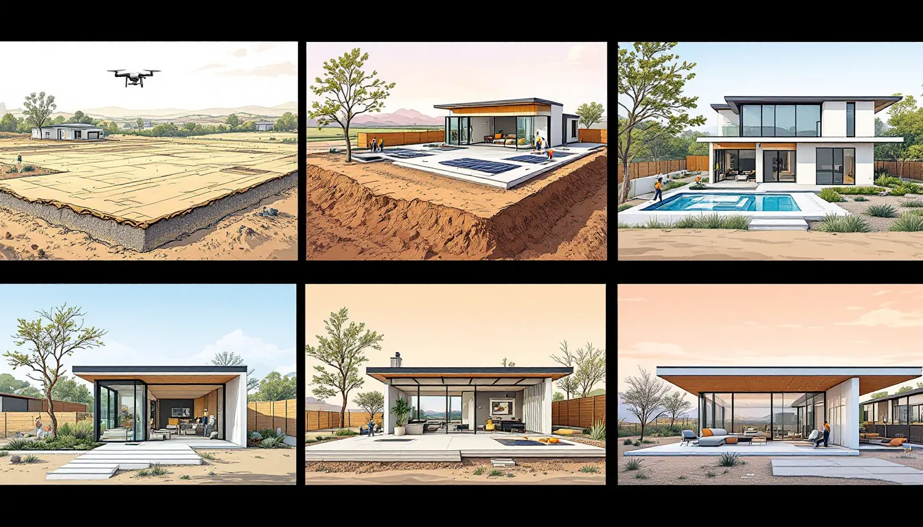 A step-by-step illustration of the custom home building process.