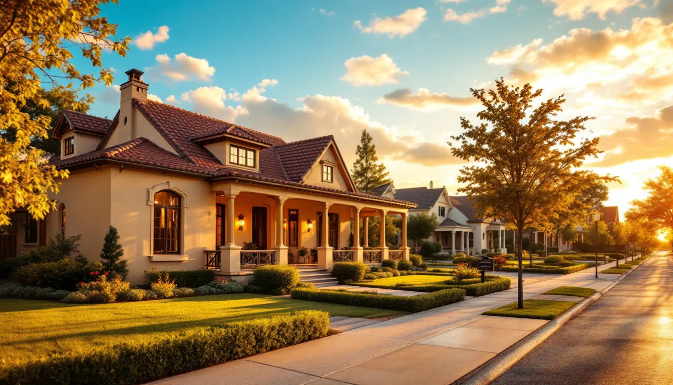 A vibrant neighborhood in Fort Worth TX showcasing homes for sale.