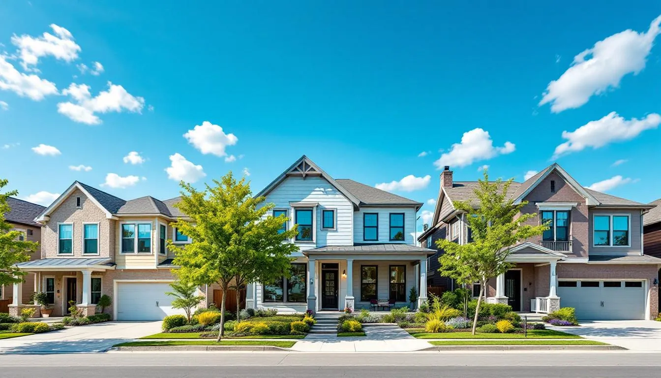 A vibrant view of houses for sale in Dallas showcasing various architectural styles.