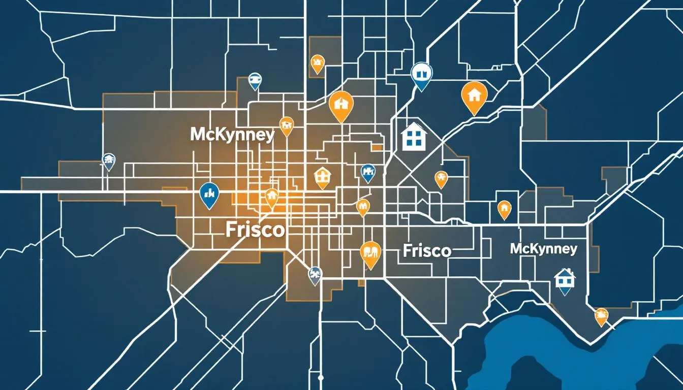 Map highlighting hot neighborhoods in Dallas, including Frisco and McKinney.